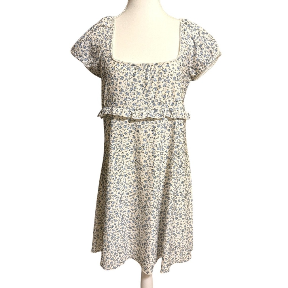 Altar'd State Blue Floral Eyelet Mini Dress Made USA Size XL
